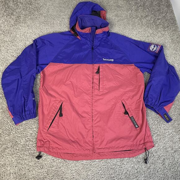 Vintage Timberland Jacket Mens XL Purple Red Performance Gore-Tex Hooded 90s